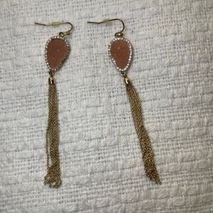 BaubleBar Pink Stone and Gold Chain Dangle Earrings
